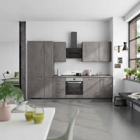 Küchenblock Riva High m. Geräten Schieferfarben - Schieferfarben/Edelstahlfarben, MODERN, Holzwerkstoff/Metall (300cm) - Nobilia