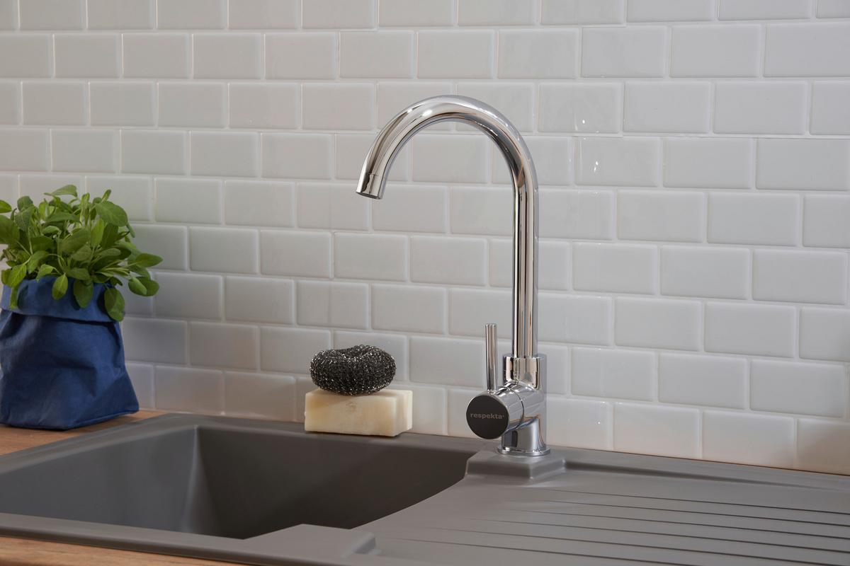 Spüle Boston Grau Kunststein B: ca. 86 cm - Grau, Trend, Glas/Kunststoff (86/20/50cm) - Respekta