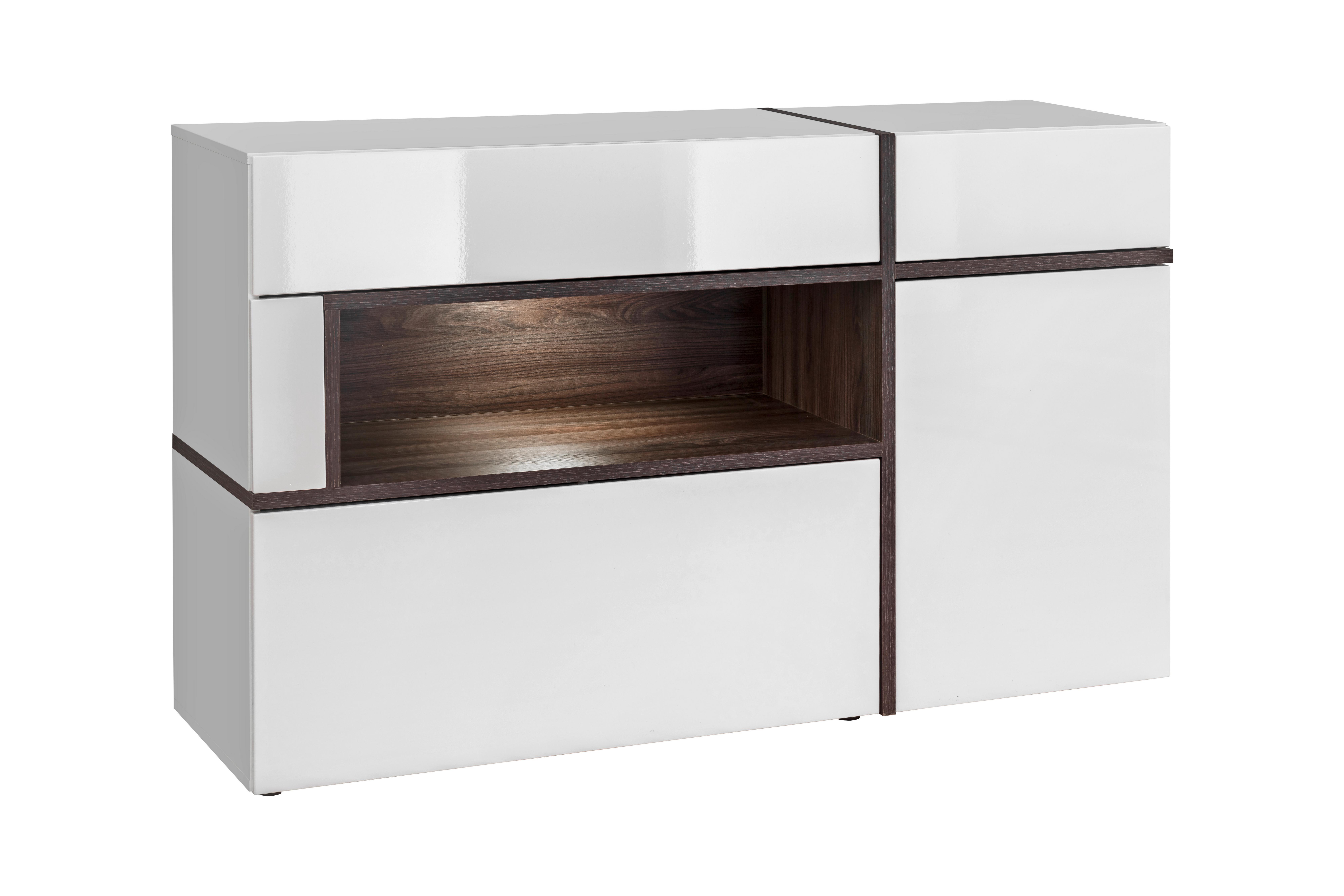 Sideboard Cross Weiß/Ulmefarben - Ulmefarben/Weiß Hochglanz, MODERN, Holzwerkstoff/Kunststoff (150/90/45cm) - Premium Living