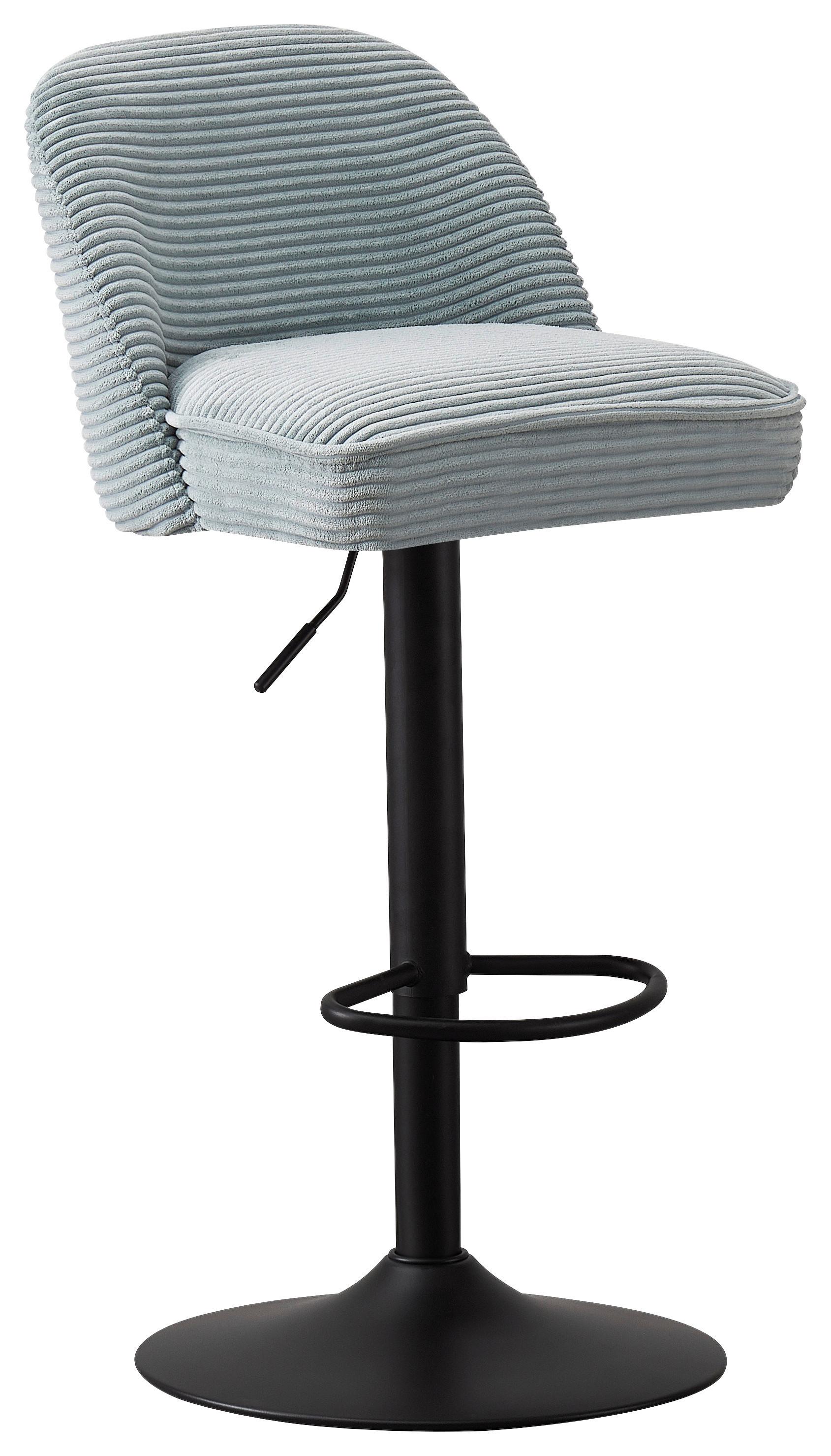 STOŁEK BAROWY JAMES - czarny/jasnoniebieski, Design, metal/tkanina (46/90-112/50cm) - Xora