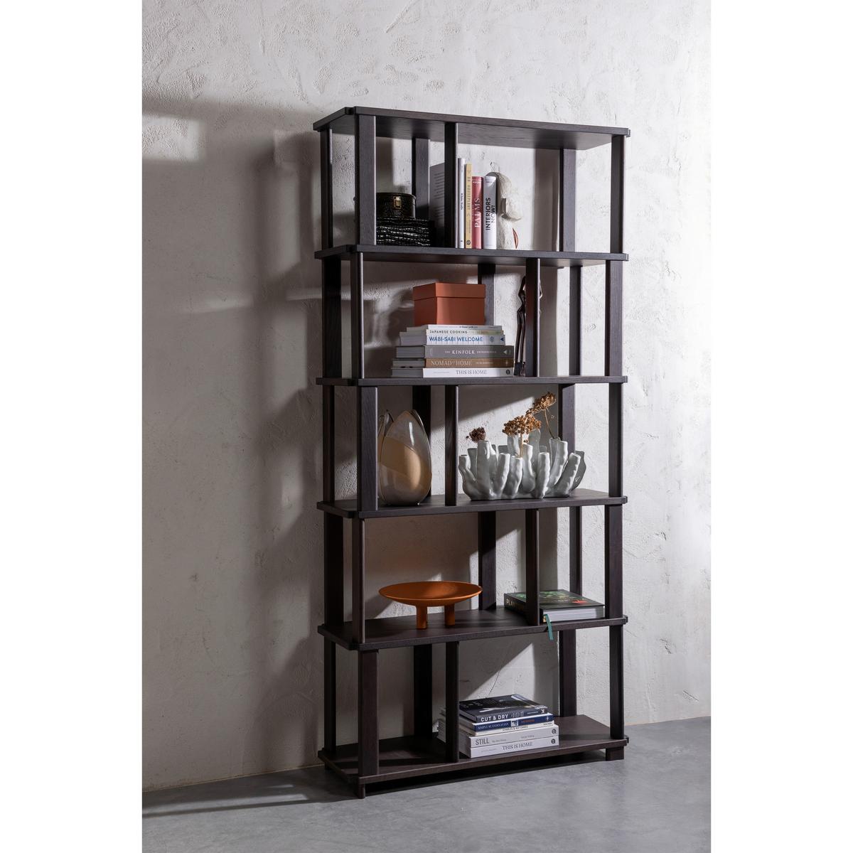Regal Riss Dunkelbraun B: 90 cm - Dunkelbraun, Design, Holz (90/186/30cm) - Livetastic