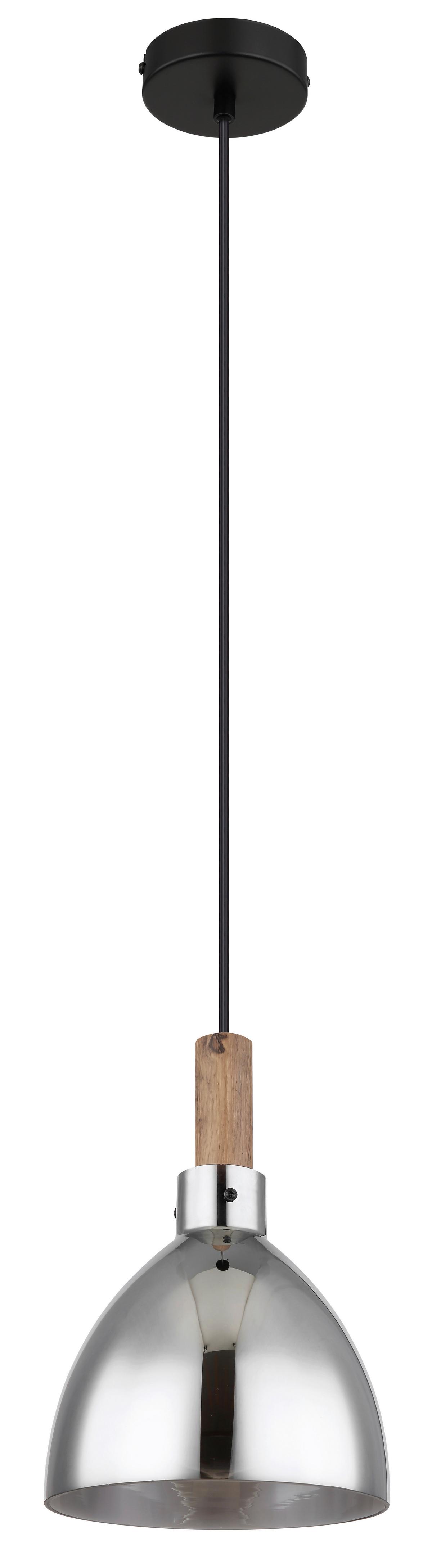 Hängeleuchte Mattea Schwarz max. 6 Watt - Schwarz, Design, Glas/Holzwerkstoff (20/120cm) - Globo