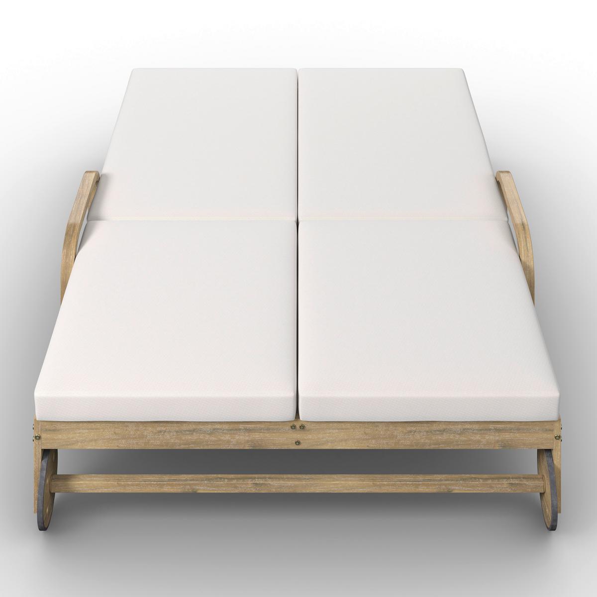 Șezlong Elja - gri/culoare lemn acacia, Modern, lemn/textil (195/50/150cm) - Bessagi Garden