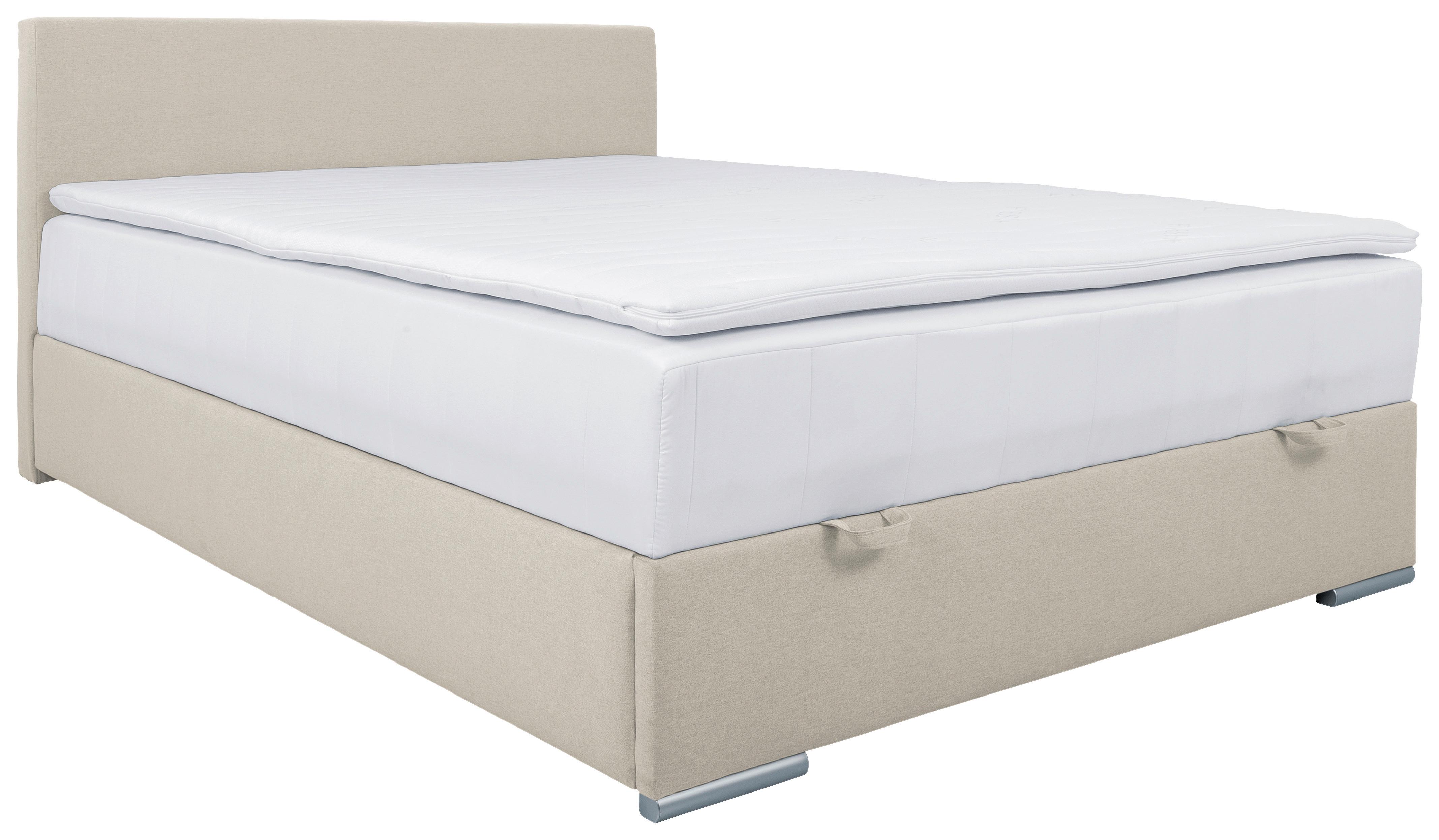Tapecirani Krevet Cosi - boje pijeska/boje kroma, Konvencionalno, tekstil/drvo (140/200cm)