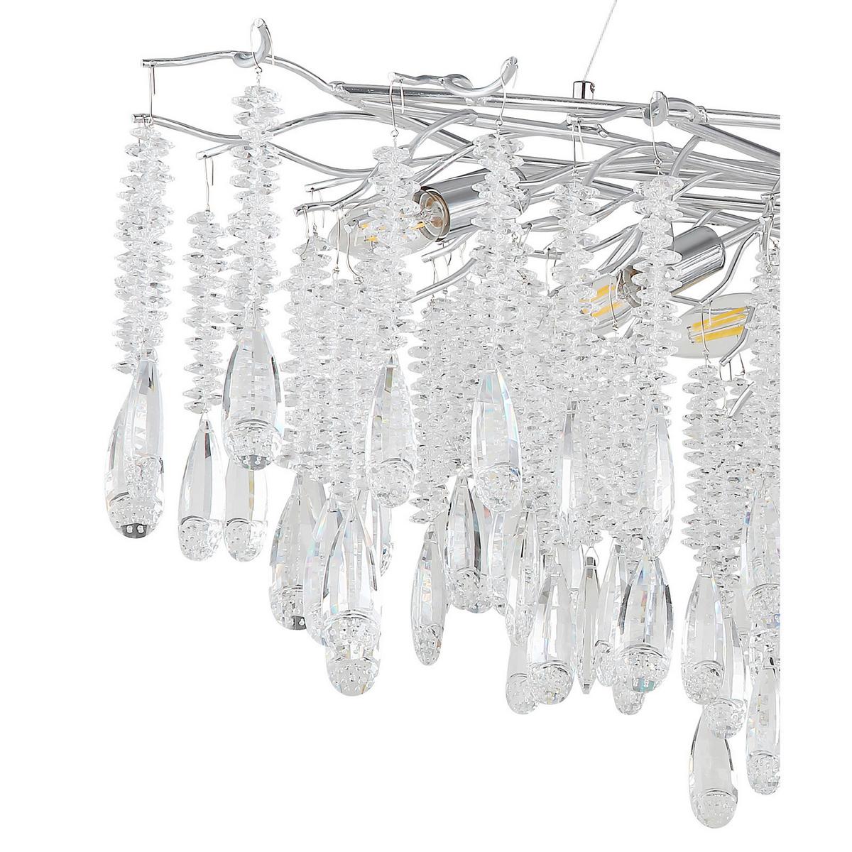 Viseća Svjetiljka Kinga - srebrne boje/prozirno, Konvencionalno, staklo/metal (120/50/120cm) - Globo