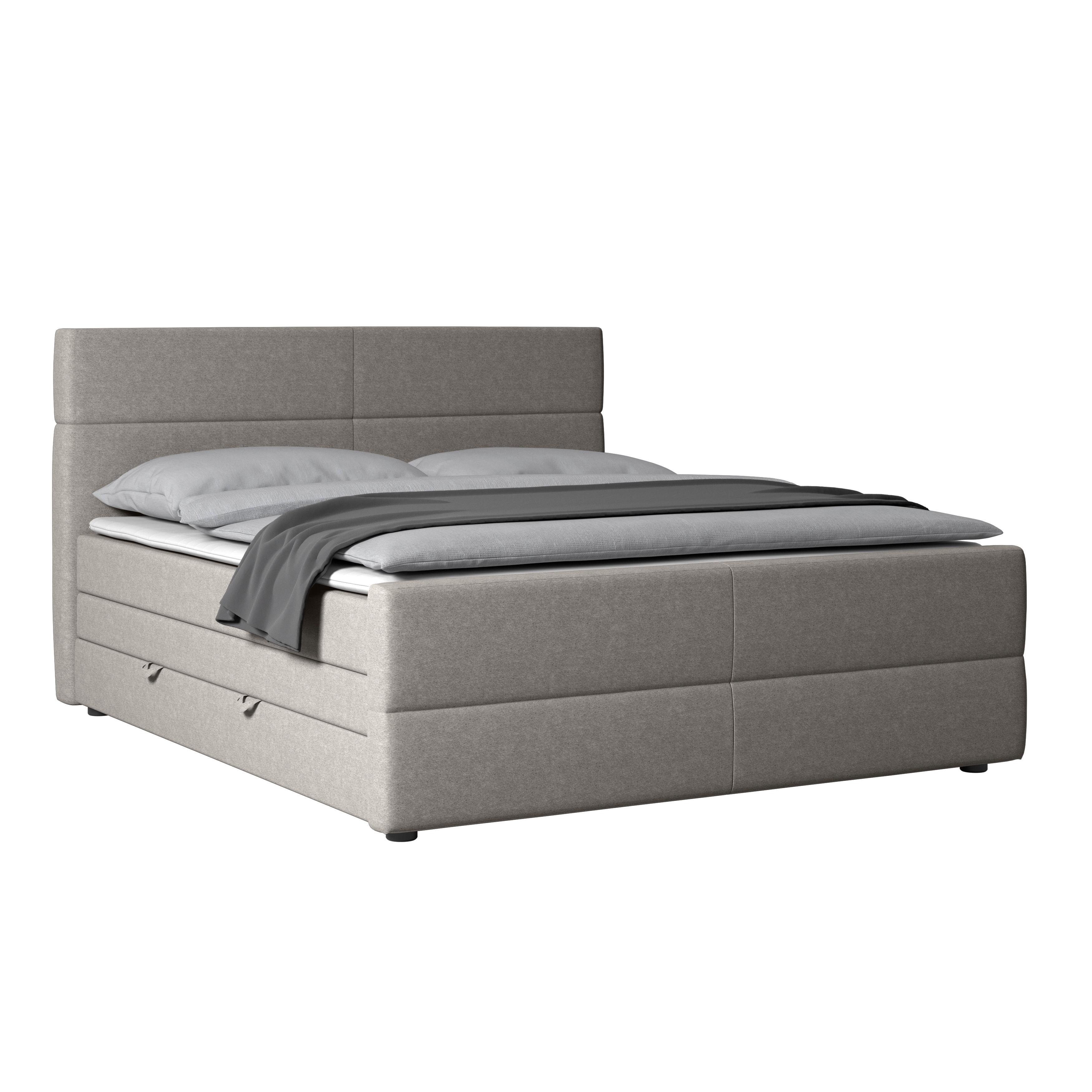 Boxspringbett Verona ca. 180x200 cm Silberfarben - Silberfarben/Schwarz, MODERN, Karton/Holzwerkstoff (180/200cm) - MID.YOU