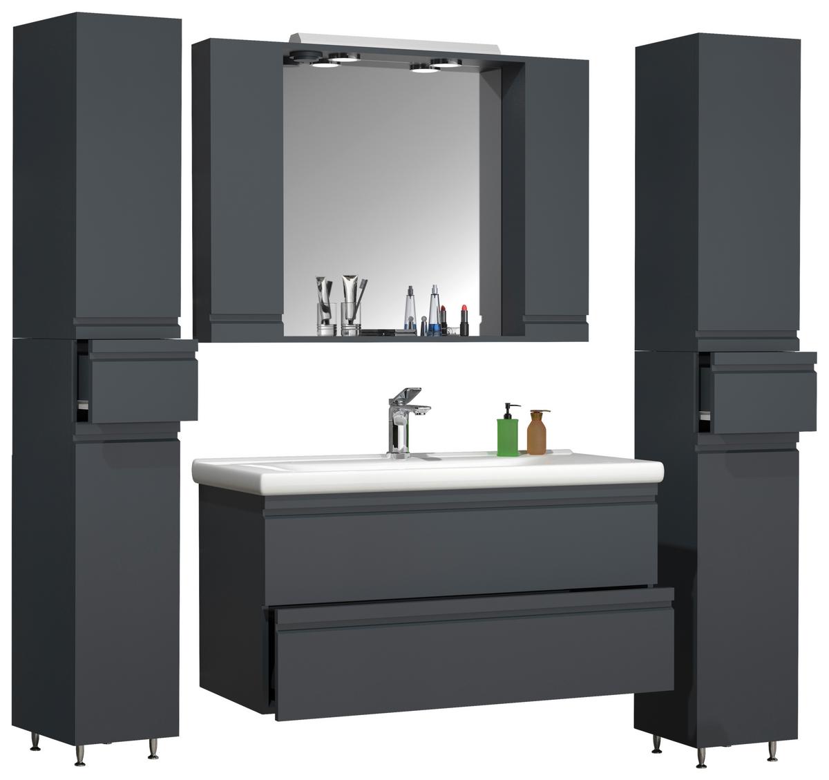Kopalnica Silora Xl, Antracit - antracit, Moderno, steklo/leseni material (160cm) - MID.YOU