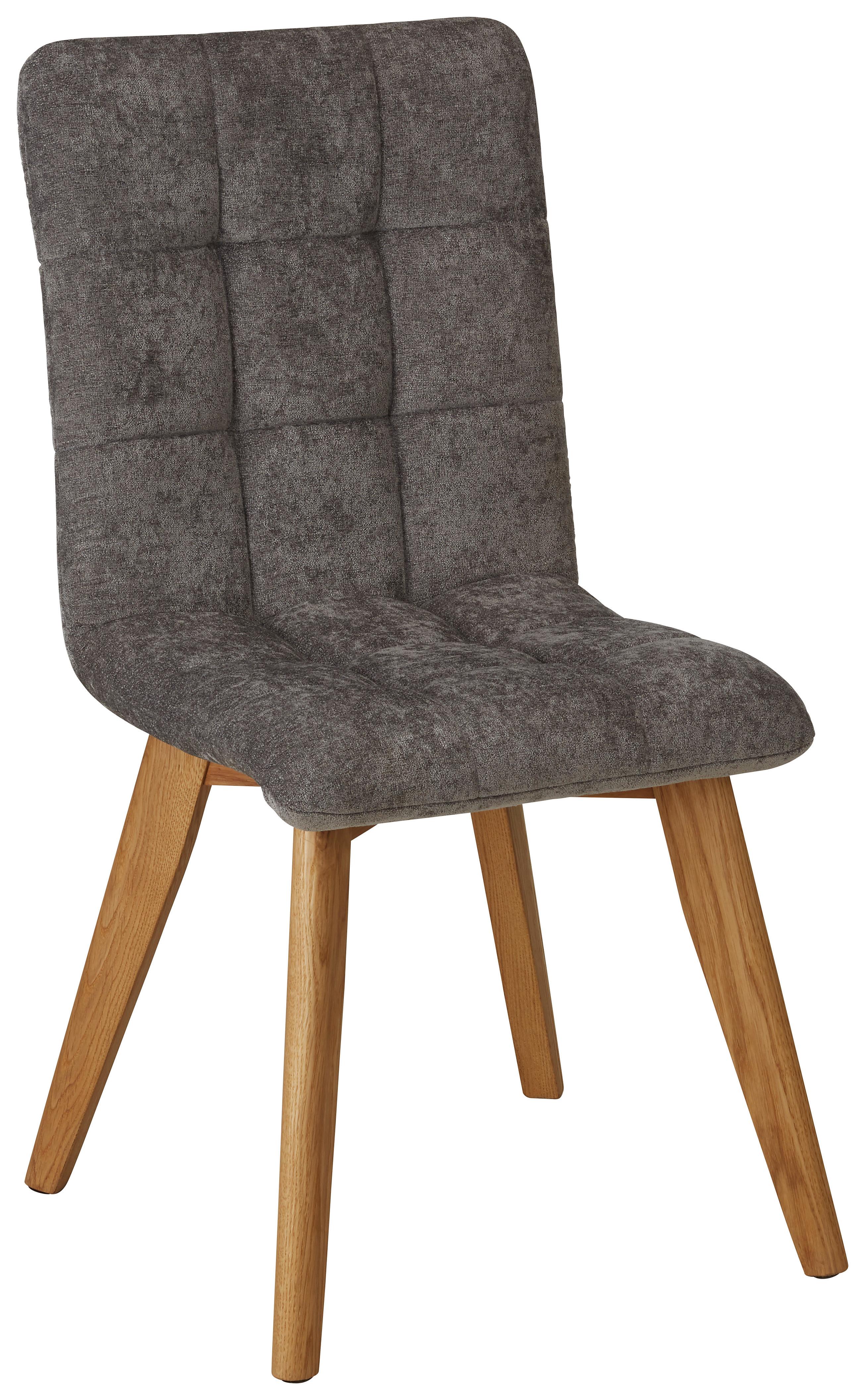 Stuhl aus Eiche massiv in Grau - Eichefarben/Grau, MODERN, Holz (47,5/92/57cm) - Zandiara