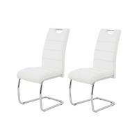 Schwingstuhl-Set Flora 2er-Set ca. 43x98 cm Lederlook Weiß - Chromfarben/Weiß, MODERN, Textil/Metall (43/98/59cm) - MID.YOU