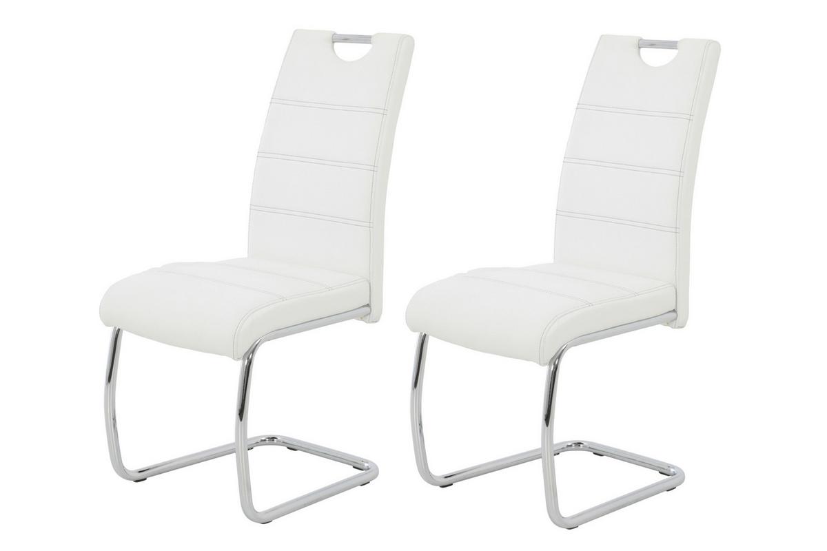 Schwingstuhl-Set Flora 2er-Set ca. 43x98 cm Lederlook Weiß - Chromfarben/Weiß, MODERN, Textil/Metall (43/98/59cm) - MID.YOU