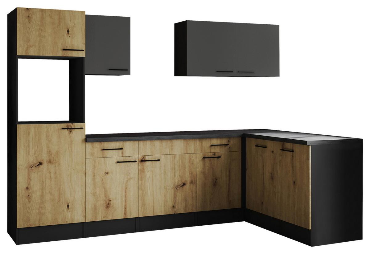 Kotna Kuhinja Brez Aparatov Oliver, 280x172cm - siva/črna, Design, kovina/leseni material (280/172cm) - Respekta