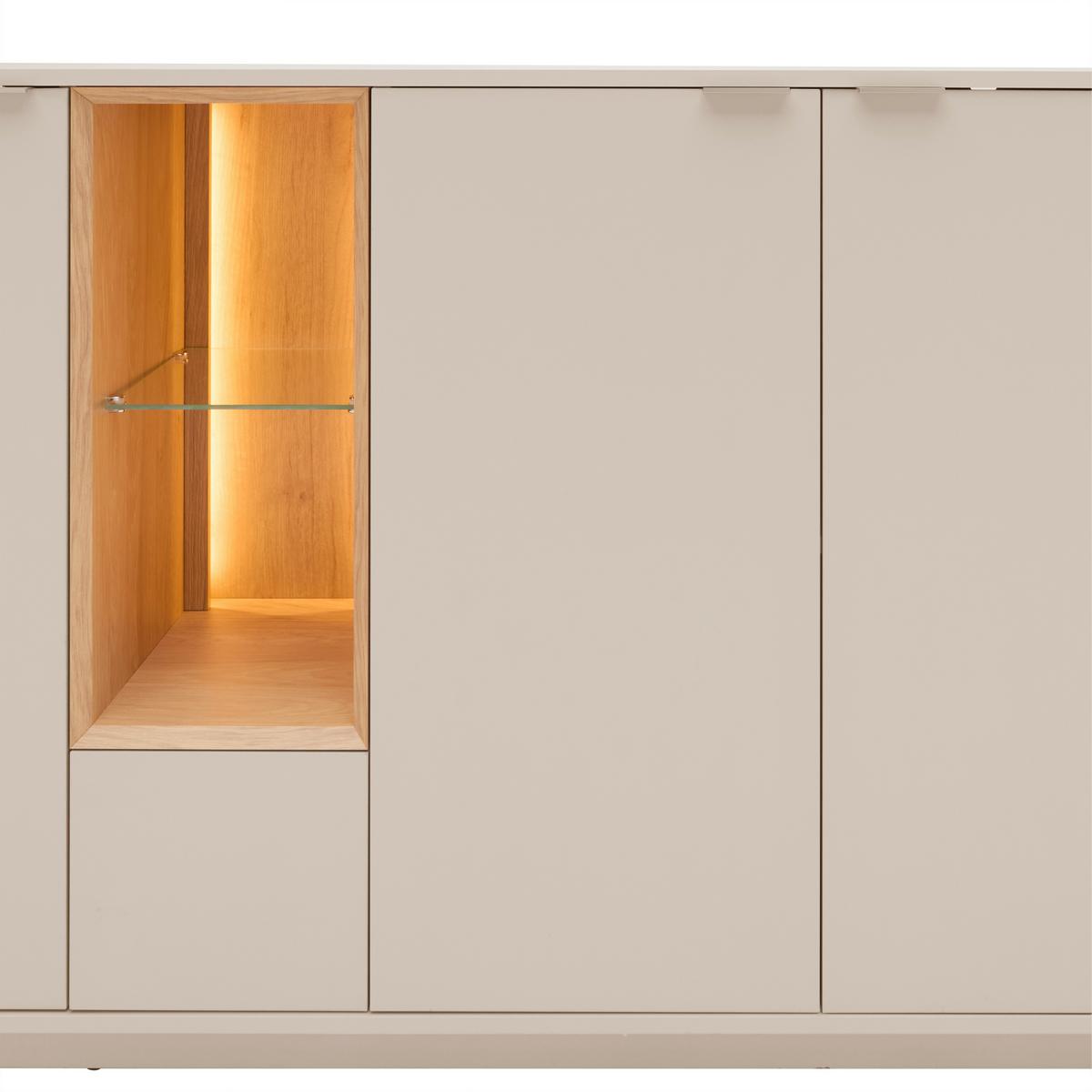 Sideboard Velasca Eichefarben/Kaschmir - Kaschmir/Eichefarben, MODERN, Glas/Holzwerkstoff (158,6/95,4/40cm) - Premium Living