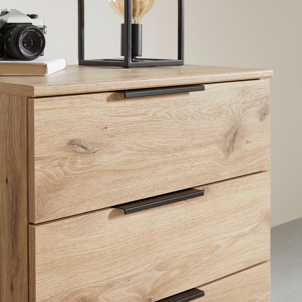 Nachtkästchen easy plus black a Eichefarben - Eichefarben/Schwarz, KONVENTIONELL, Holzwerkstoff/Metall (52/58/38cm) - Mömax