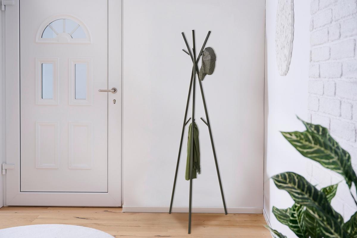STOJAK NA UBRANIA TRIO - czarny, Design, metal (50/171/50cm) - Carryhome
