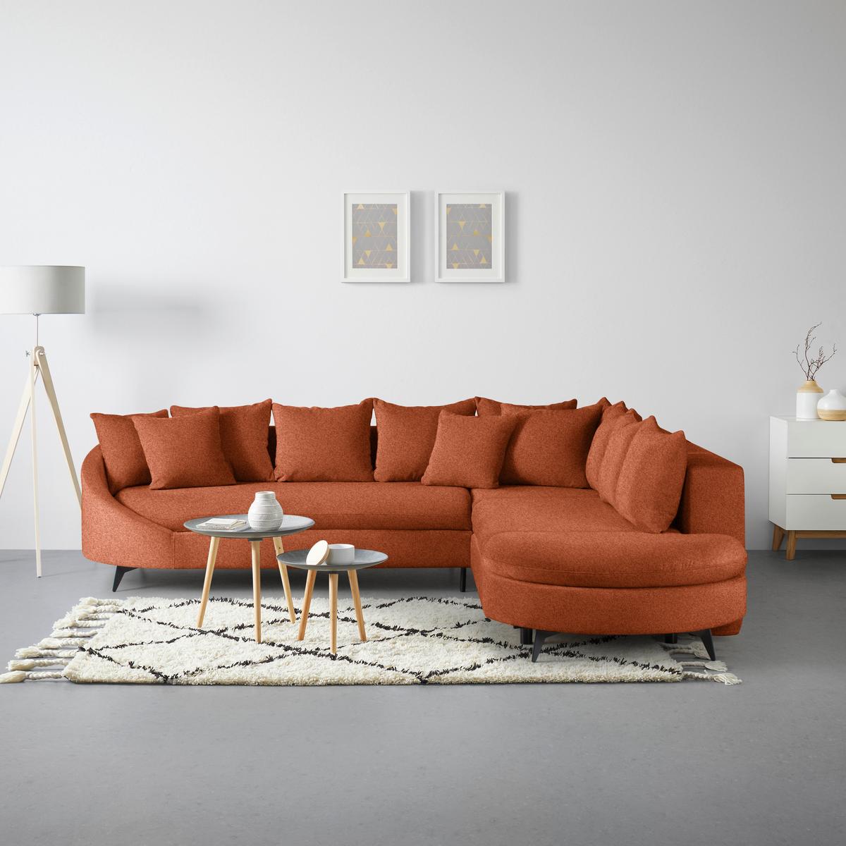 Ecksofa Axel Rostfarben - Rostfarben/Schwarz, MODERN, Textil/Metall (291/87/250cm) - Mömax