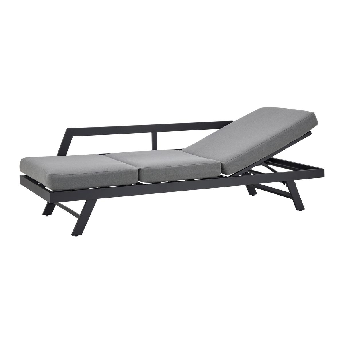 Relaxliege Ilva Blue Dunkelgrau aus Metall/Textil - Dunkelgrau/Schwarz, Modern, Textil/Metall (210/73/61cm) - Bessagi Garden