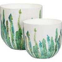 Kaspószett Leaf Print - fehér, Modern, fém