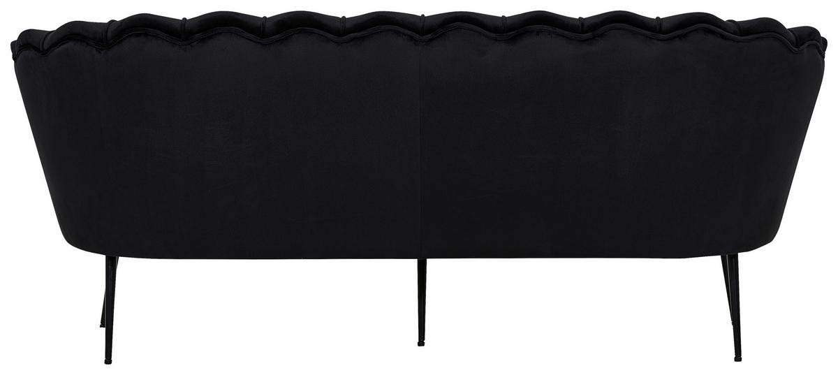 Sofa Calais ca. 180 cm Schwarz Samt - Schwarz, Design, Textil/Metall (180/78.5/78cm) - Livetastic