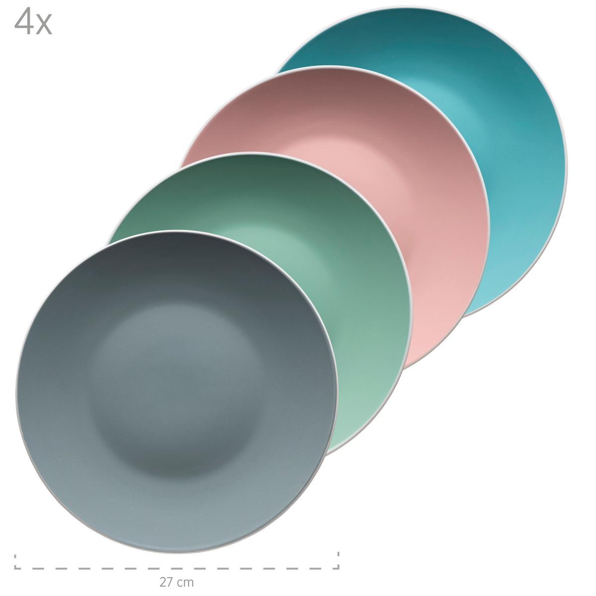 SET DE VAISSELLE KOMBISERVICE, 934006 - Türkis/Rosa, Basics, Keramik - Mäser