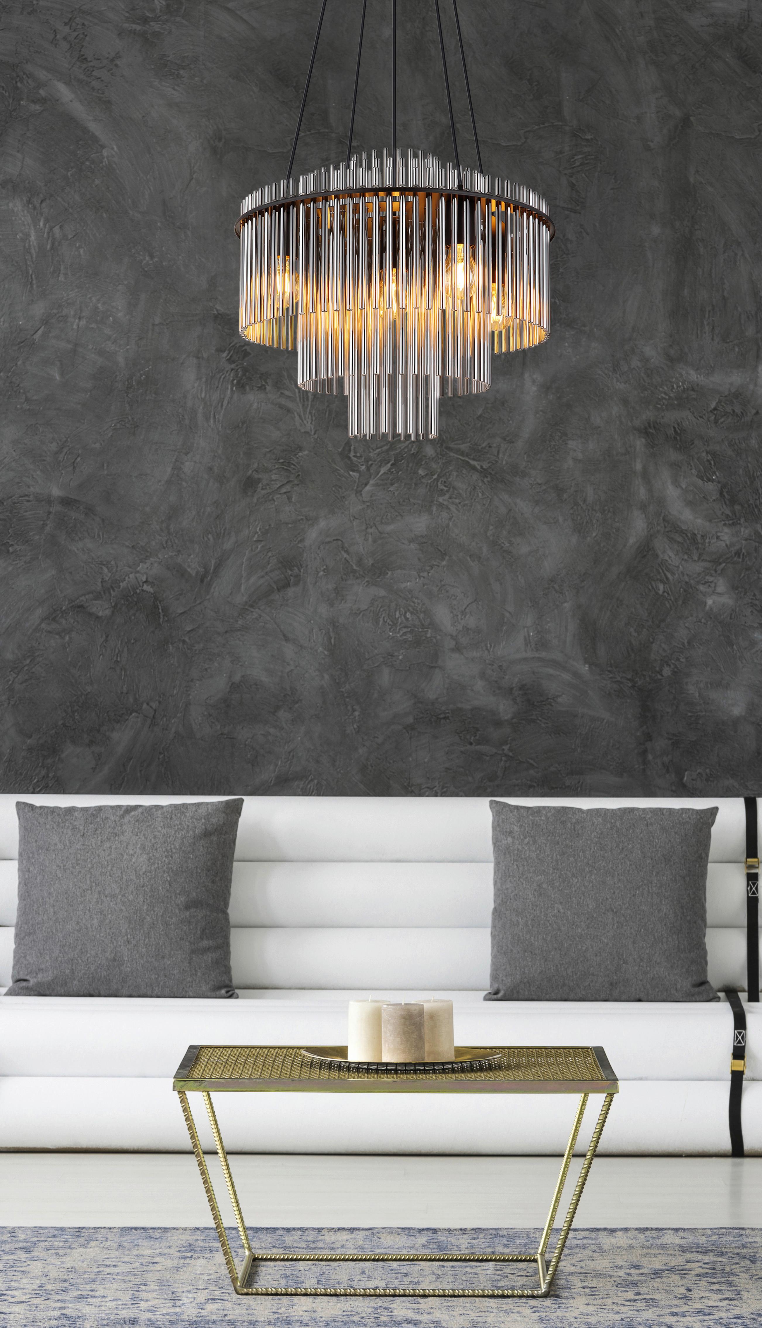 Lampă suspendată Gorley - negru/gri, Basics, plastic/sticlă (50/120cm) - Globo