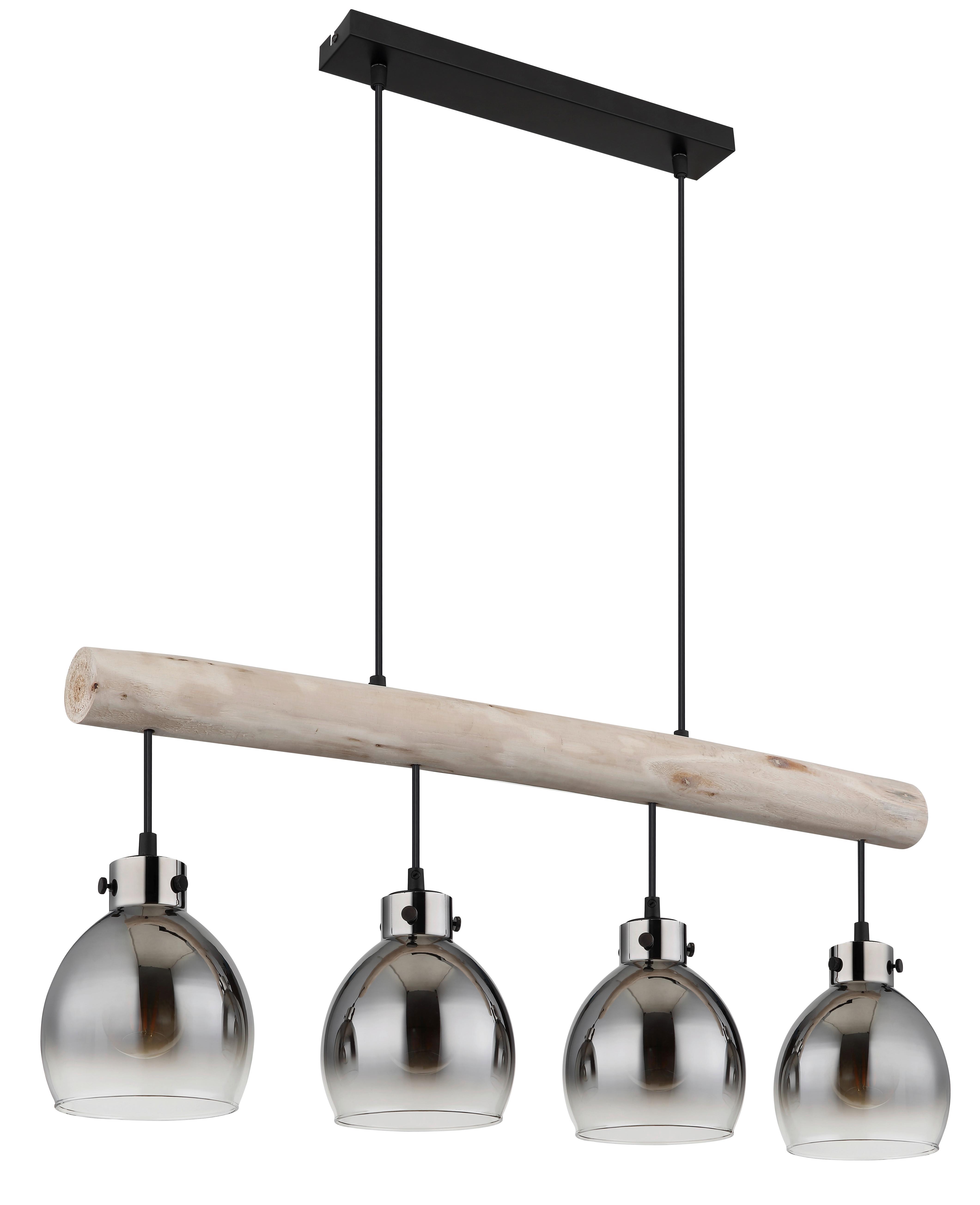 Hängeleuchte Ryan Natur/Schwarz max. 40 Watt - Schwarz/Naturfarben, Natur, Glas/Holz (82,5/15/140cm) - Globo
