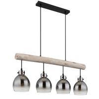 Hängeleuchte Ryan Natur/Schwarz max. 40 Watt - Schwarz/Naturfarben, Natur, Glas/Holz (82,5/15/140cm) - Globo