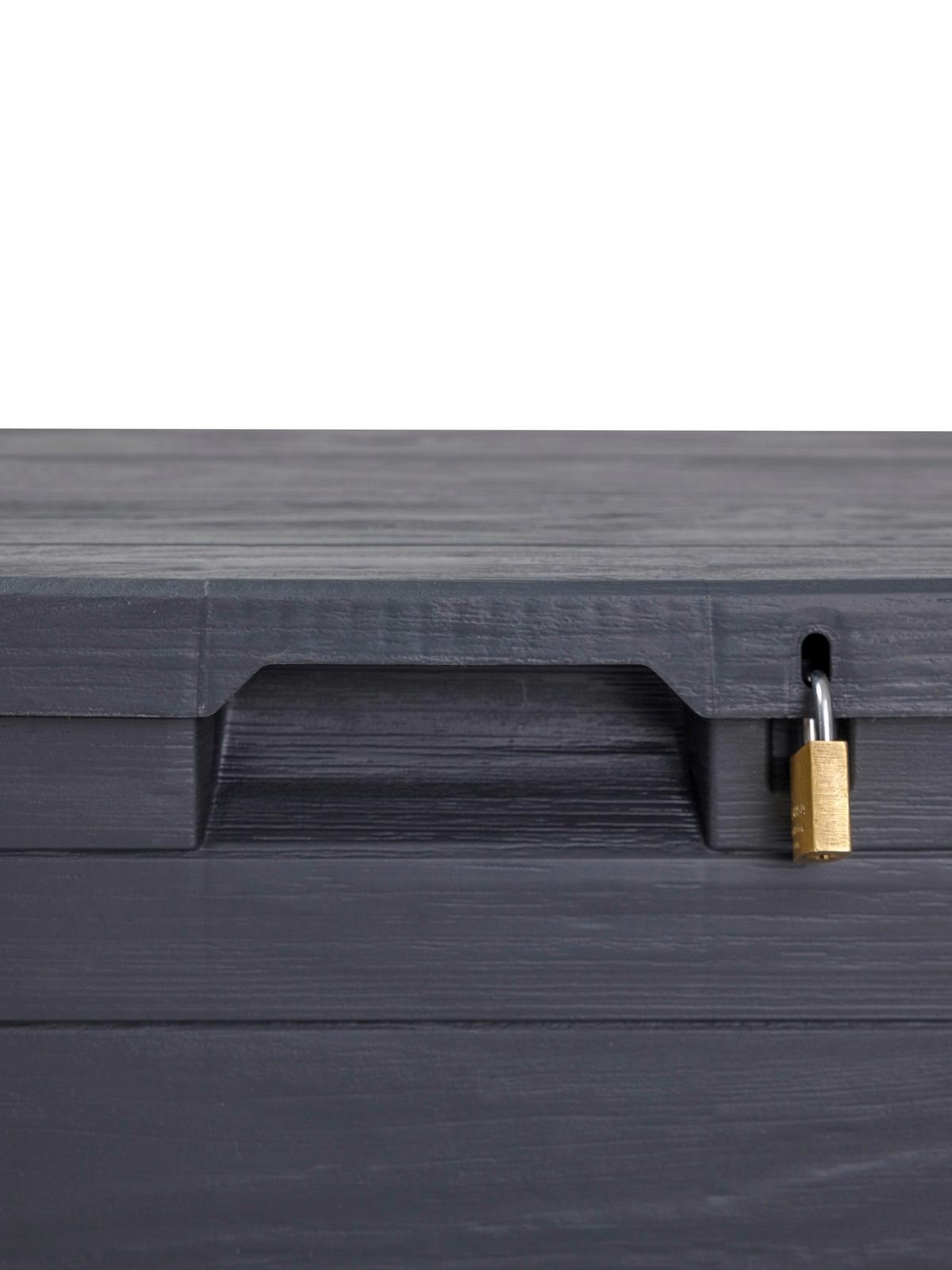 SKRZYNIA OGRODOWA KISSENBOX WOODY`S 90L - antracytowy, Basics, tworzywo sztuczne (42,5/50/44cm)