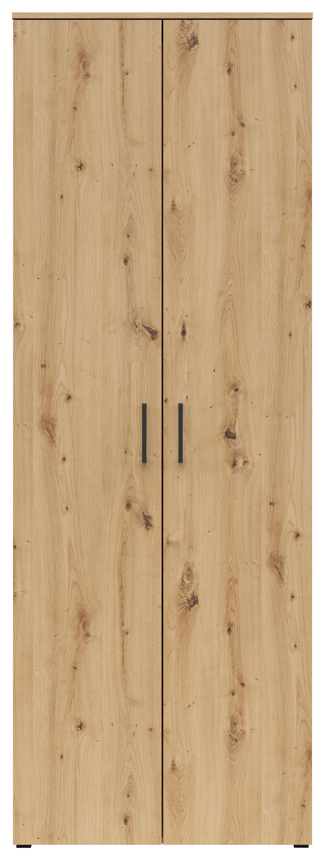 Schrank Multistauraum Eiche Artisan - Schwarz/Eiche Artisan, MODERN, Holzwerkstoff/Kunststoff (70/195/40cm) - Mömax