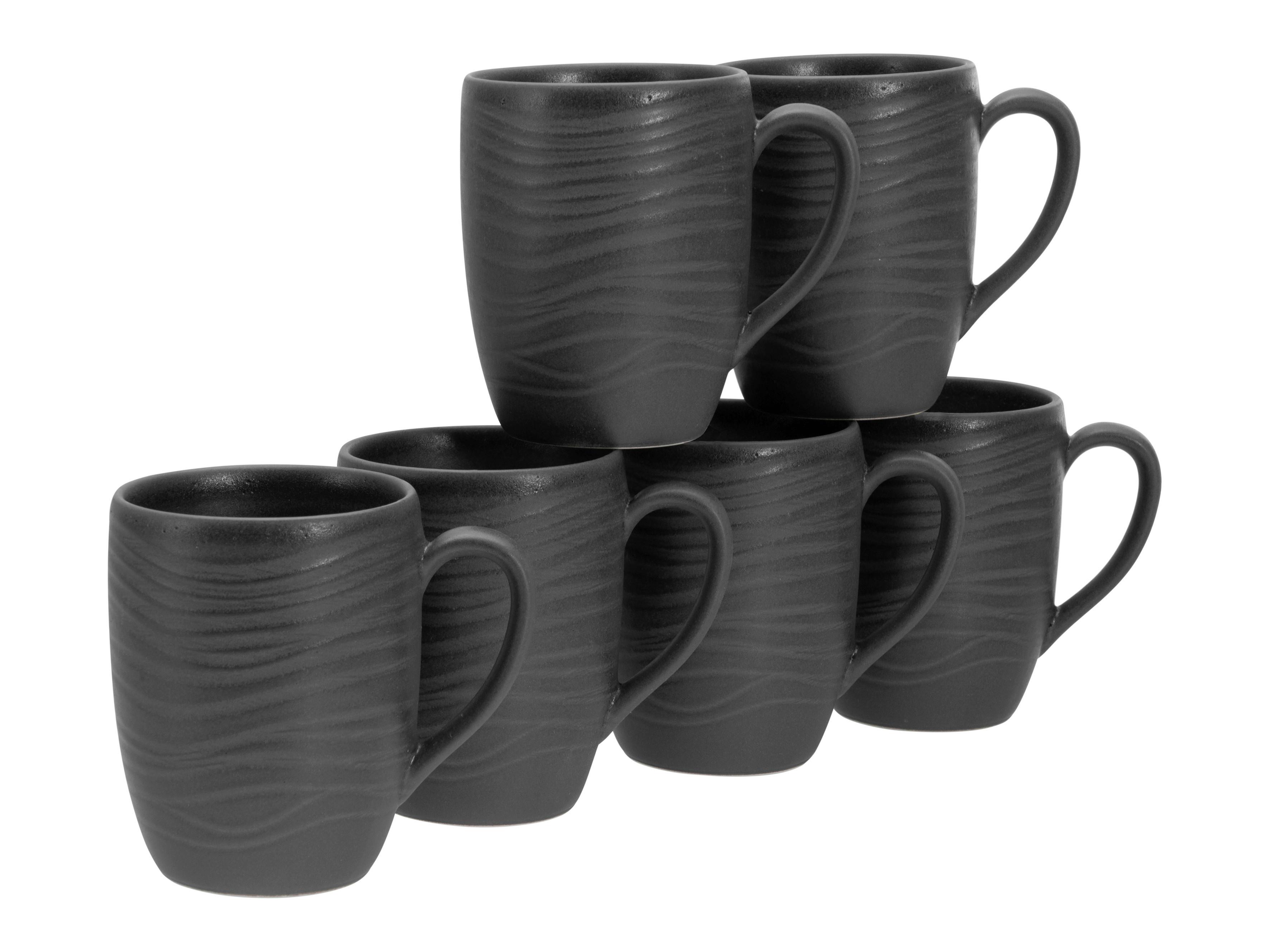Set Skodelic Lava Stone Black, 6-Delni - temno siva, Basics, keramika - Creatable