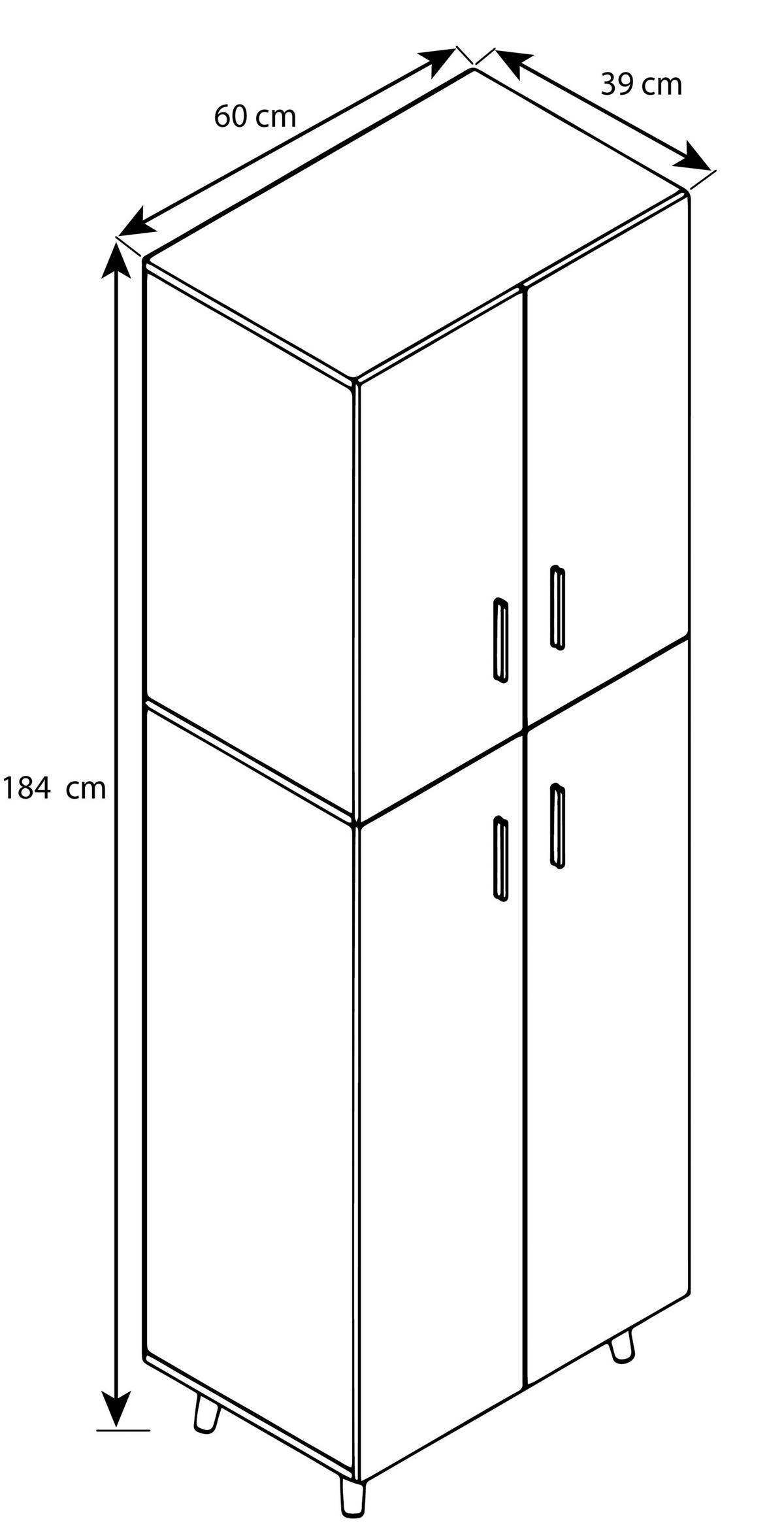 Mehrzweckschrank Landos ca. 60x184 cm Weiß/Honigeiche - Honigeiche/Weiß, MODERN, Holzwerkstoff/Kunststoff (60/184/39cm) - MID.YOU