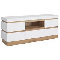 Comodă TV CALABRIA - alb/culoare lemn stejar, Trend, material pe bază de lemn (160,8/68/45cm) - Modern Living