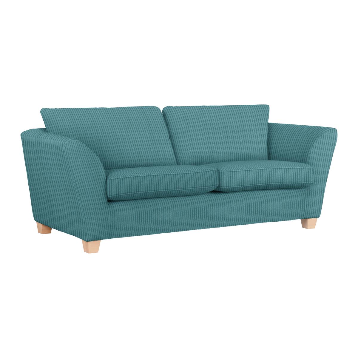 3-Sitzer-Sofa Devado Petrol Cord - Petrol/Naturfarben, Holz/Textil (216/70-85/95cm) - Mömax