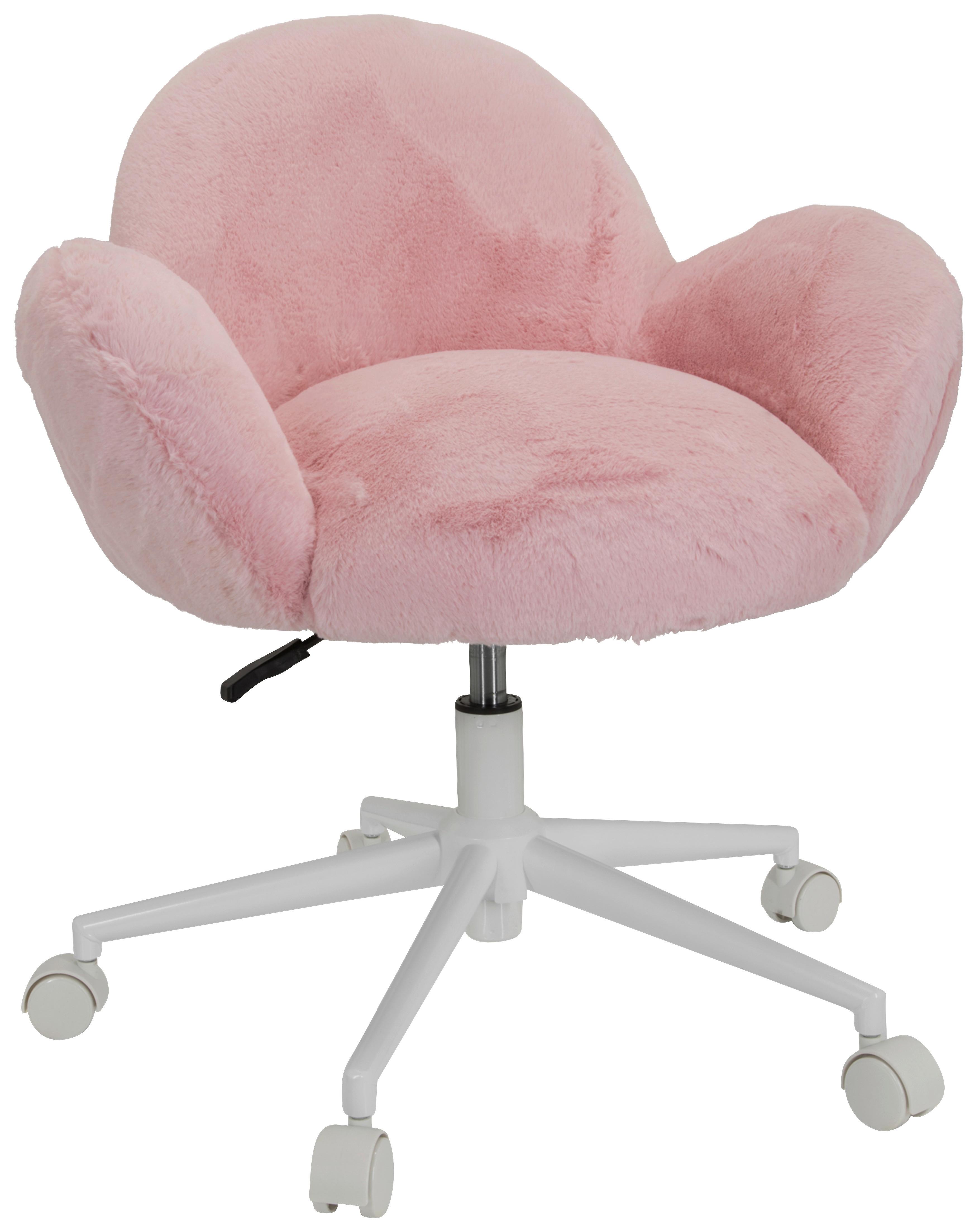 Jugenddrehstuhl Kiddy Teddy ca.65x79x64cm Teddystoff Rosa - Rosa/Weiß, MODERN, Kunststoff/Textil (65/79/64cm) - MID.YOU