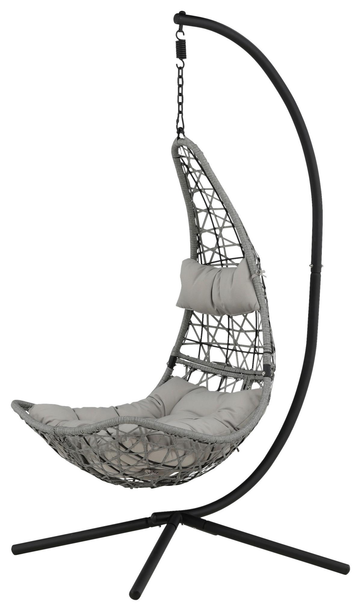 Hängesessel Edinburgh ca. 132x205x130cm Grau/Schwarz - Schwarz/Grau, KONVENTIONELL, Kunststoff (132/205/130cm) - Gardenson