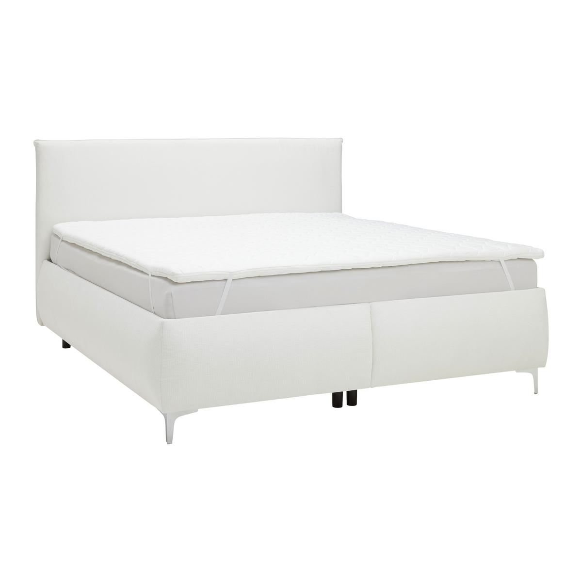 Polsterbett Inez Weiss ca. 180x200cm - Weiss/Silberfarben, Konventionell, Holz/Holzwerkstoff (180/200cm) - Premium Living