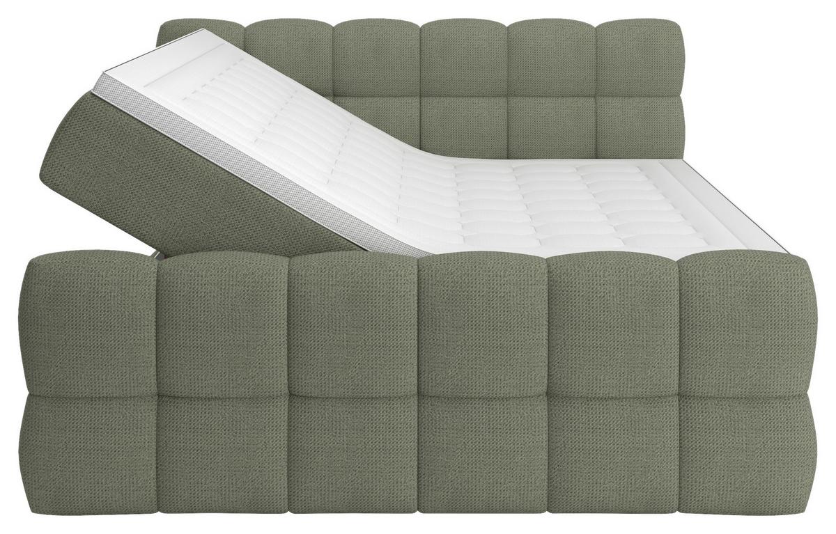 Boxspring Krevet Brisbane - zelena/crna, Trend, drvni materijal/drvo (180/200cm) - Premium Living
