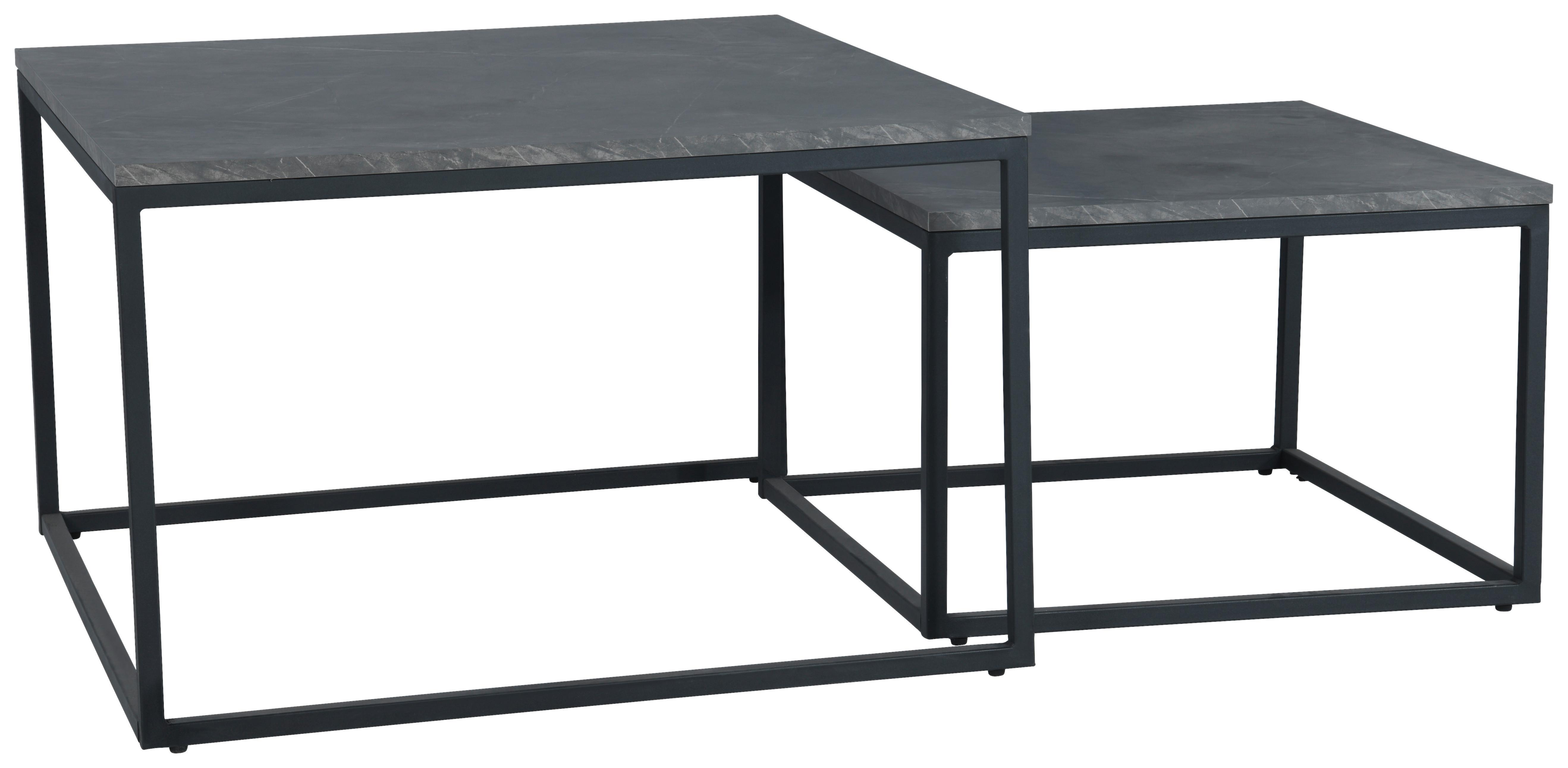 STOLIK KAWOWY CARRARA - czarny/szary, Design, materiał drewnopochodny/metal (80-60/80-60/50,5-40,5cm) - MID.YOU