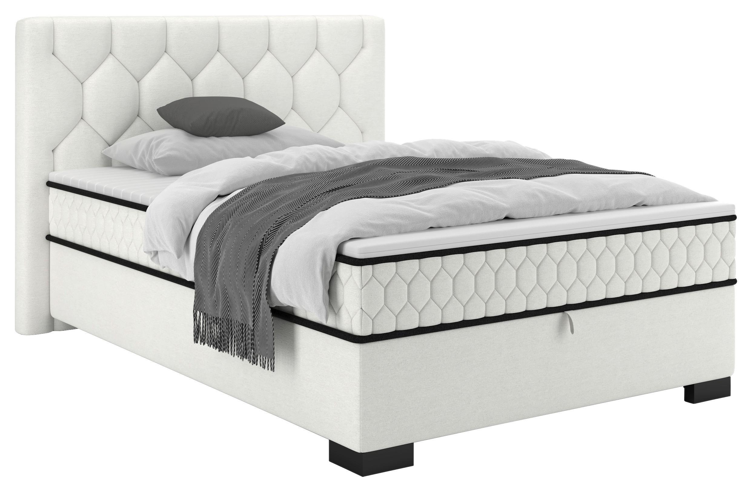 Boxbett Maya D Creme ca. 120x200cm - Creme/Schwarz, KONVENTIONELL, Holz/Holzwerkstoff (120/200cm) - Mömax