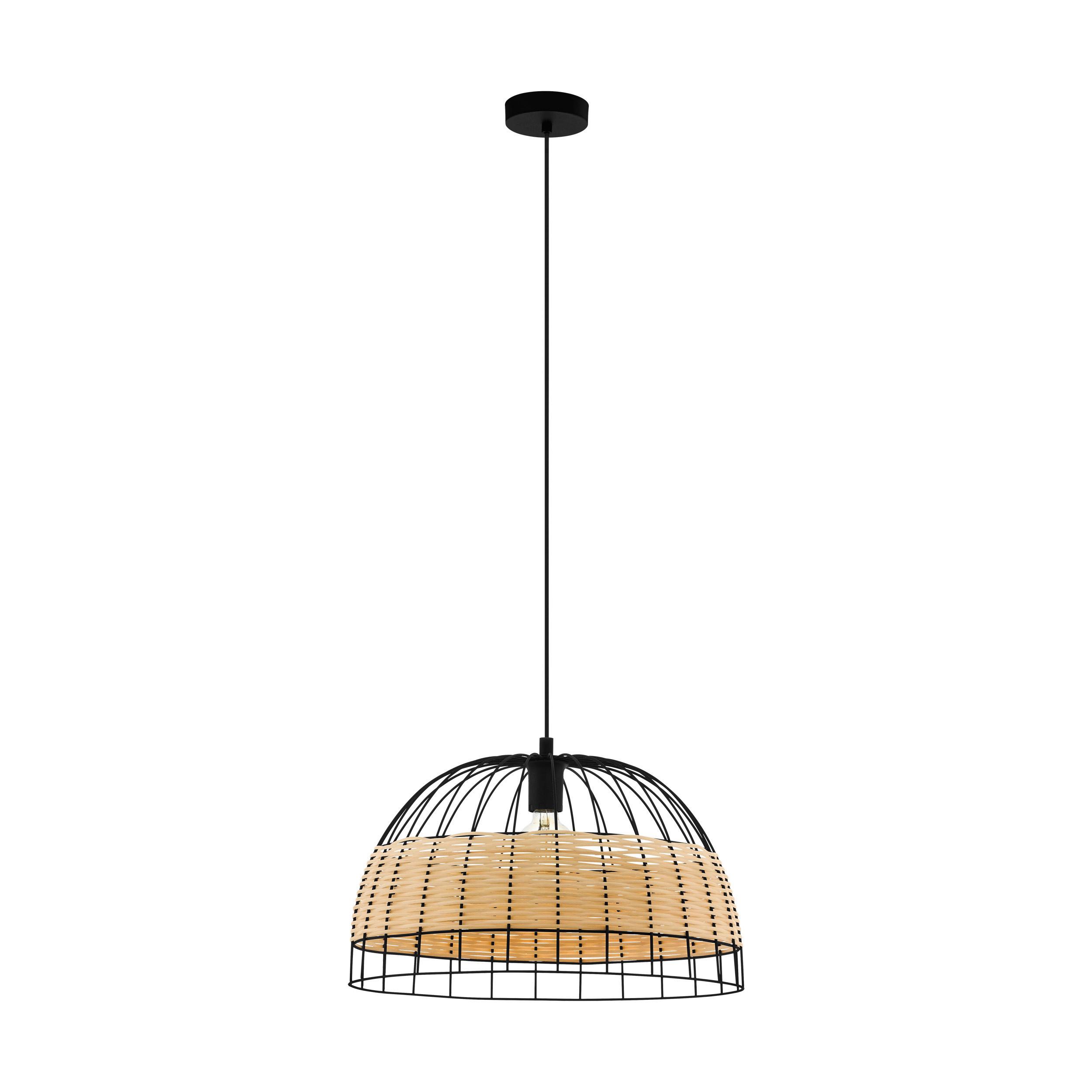 Hängeleuchte 43312* Anwick - Schwarz/Naturfarben, Natur, Holz/Metall (50/110cm) - Eglo
