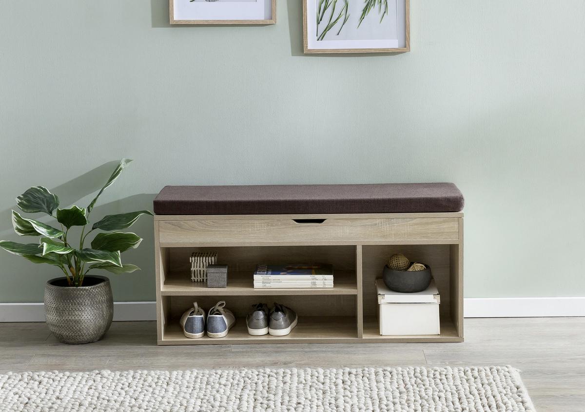 Klop S Prostorom Za Čevlje Wl5.344 - hrast sonoma/rjava, Konvencionalno, tekstil/leseni material (104/51/32cm) - MID.YOU