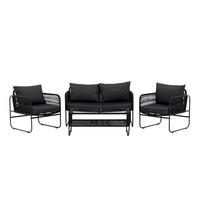 LOUNGEGARNITUR UTAH - Schwarz, KONVENTIONELL, Textil/Metall - Gardenson