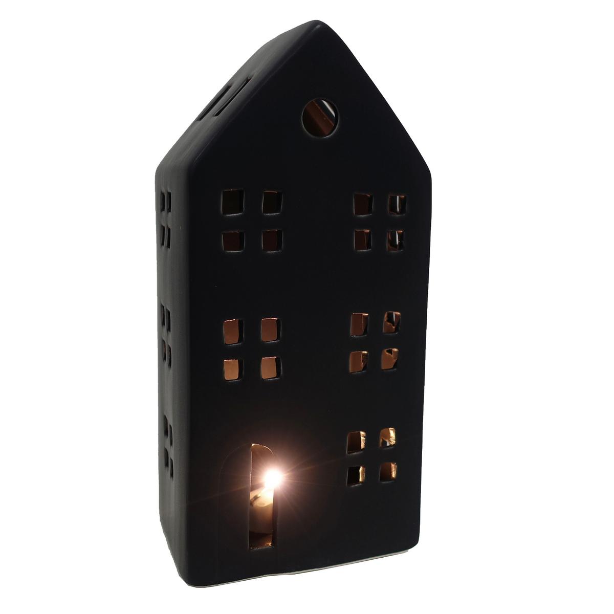 Dekohaus Luke Schwarz - Schwarz, Konventionell, Keramik (9/20/7cm) - Modern Living