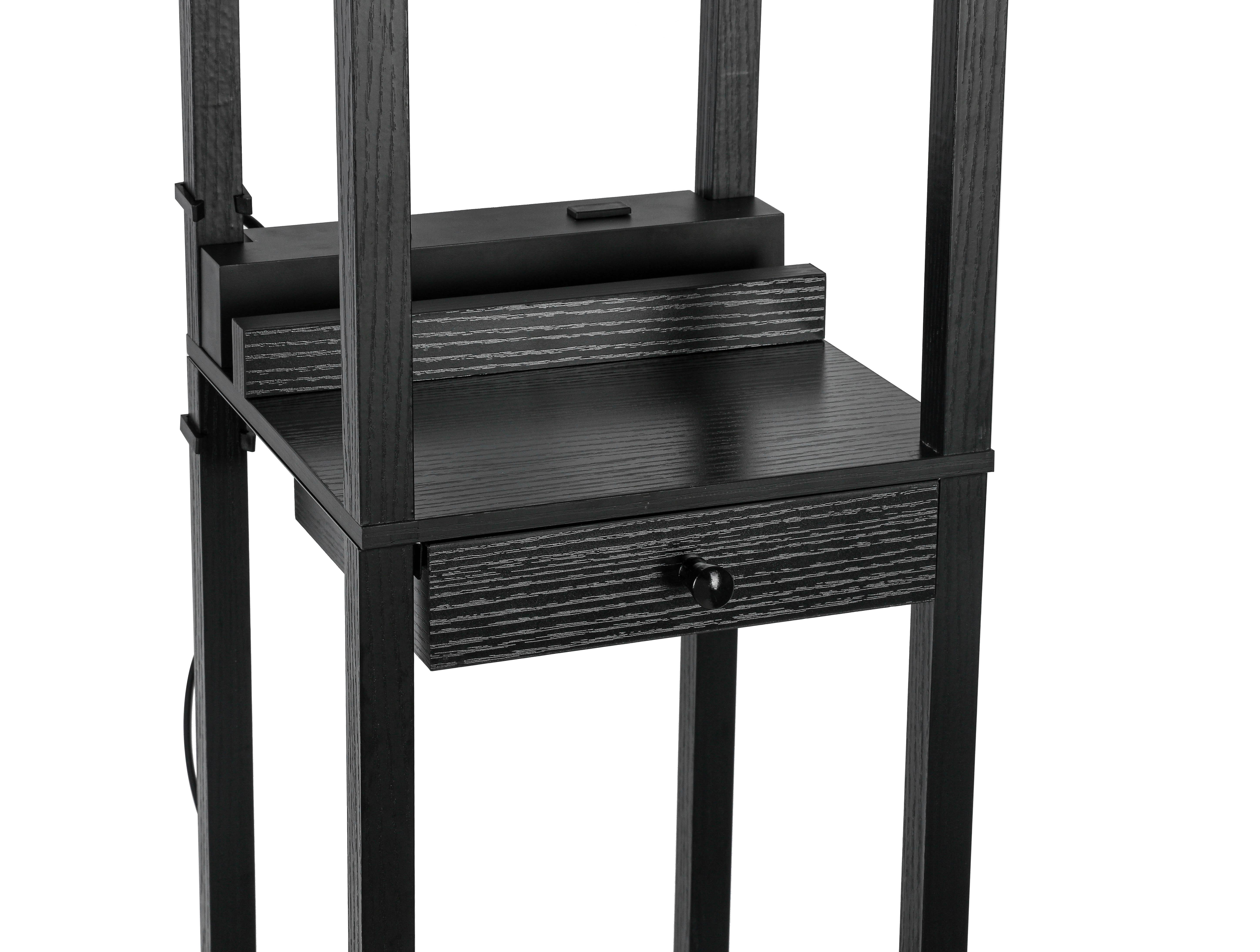 GOLVLAMPA SVEN - vit/svart, Basics, metall/trämaterial (26/160/26cm)