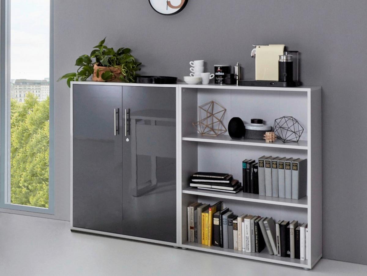 Büro Office Edition Set 1 Grau - Anthrazit Hochglanz/Grau, MODERN, Holzwerkstoff - MID.YOU