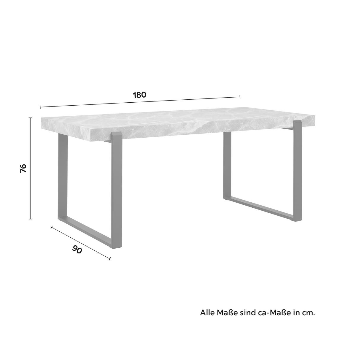 Masă MILA - negru/gri, Modern, metal/material pe bază de lemn (180/90/76cm) - Bessagi Home