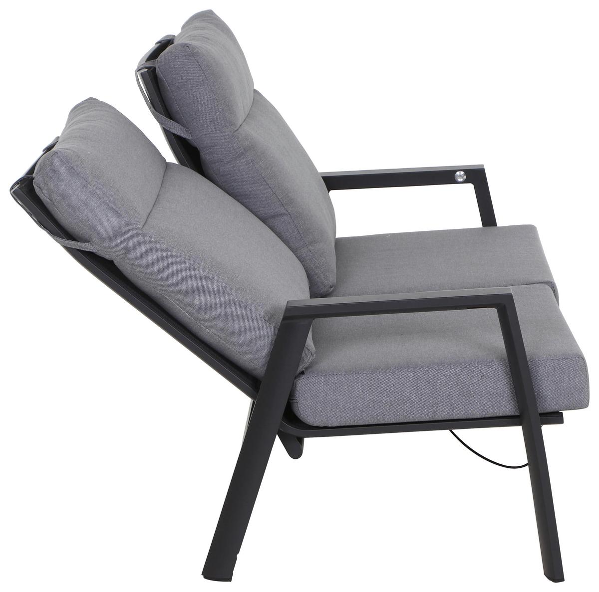 Loungesofa Valencia Anthrazit - Dunkelgrau/Anthrazit, Basics, Kunststoff/Textil (152,5/99/82,5cm) - Siena Garden