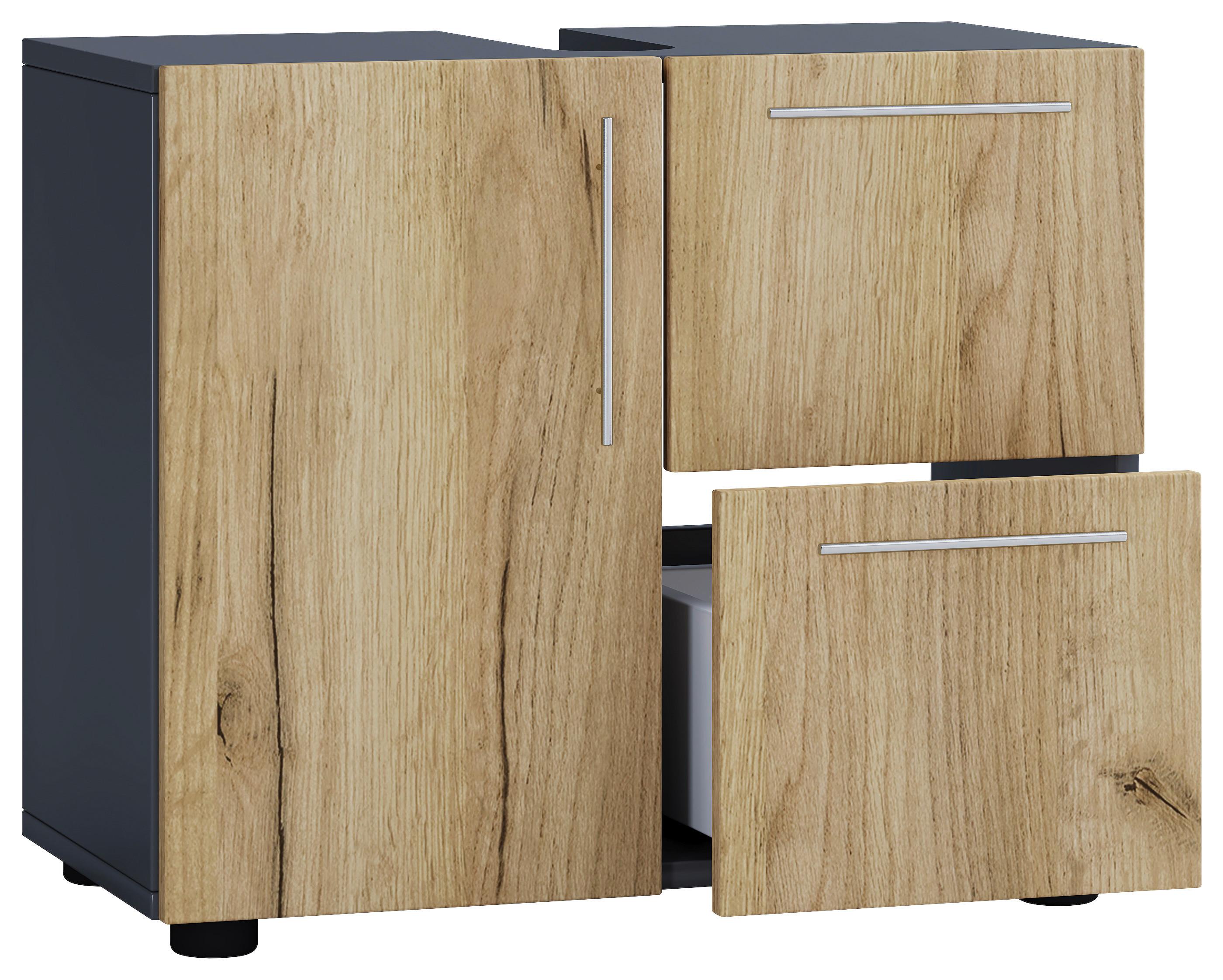 WASCHBECKENUNTERSCHRANK FLANDU - Honigeiche/Anthrazit, Modern, Holzwerkstoff/Kunststoff (61/51/32cm) - MID.YOU