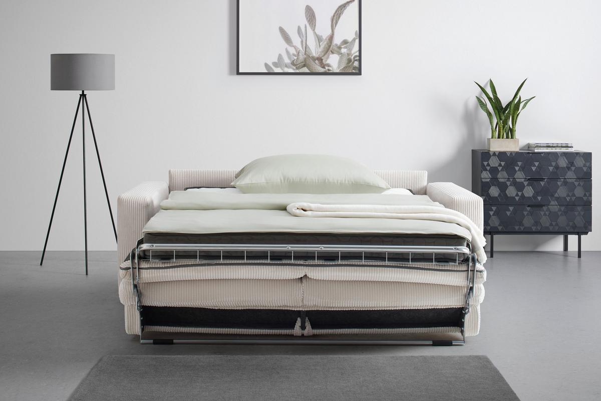 Zofa S Posteljno Funkcijo Agneta, Bež - črna/bež, Moderno, tekstil/les (200/83/97cm) - Premium Living