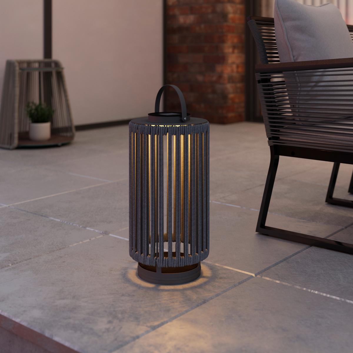 Solarleuchte Madonna Blau Solar Schnurgeflecht - Schwarz/Dunkelblau, MODERN, Textil/Metall (22/54/22cm) - Bessagi Garden