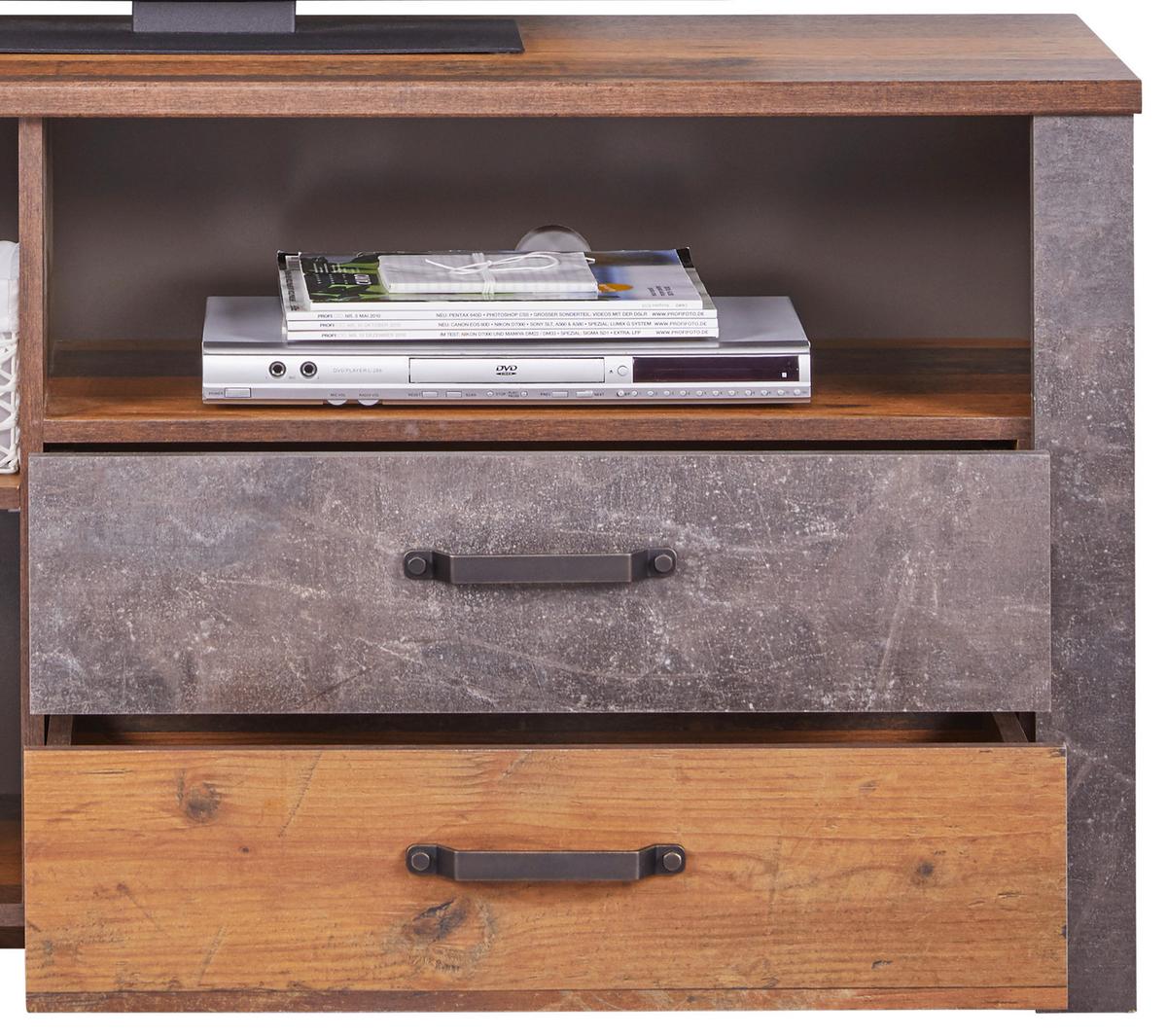 Tv Komoda Ontario - boje hrasta/tamno siva, Trend, drvni materijal/plastika (131/67,7/41,5cm) - Modern Living